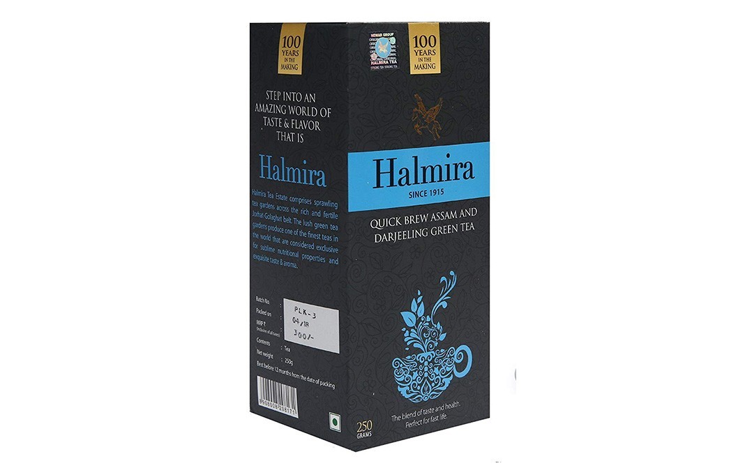 Halmira Quick Brew Assam Darjeeling Green Tea   Box  250 grams